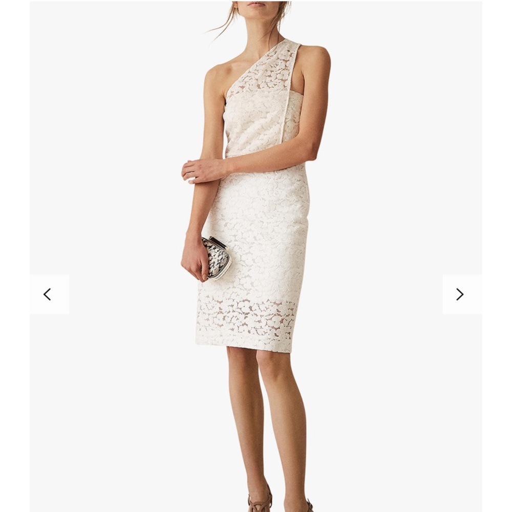 Reiss Sophia Bridal One Shoulder Lace Embroidered Dress, White